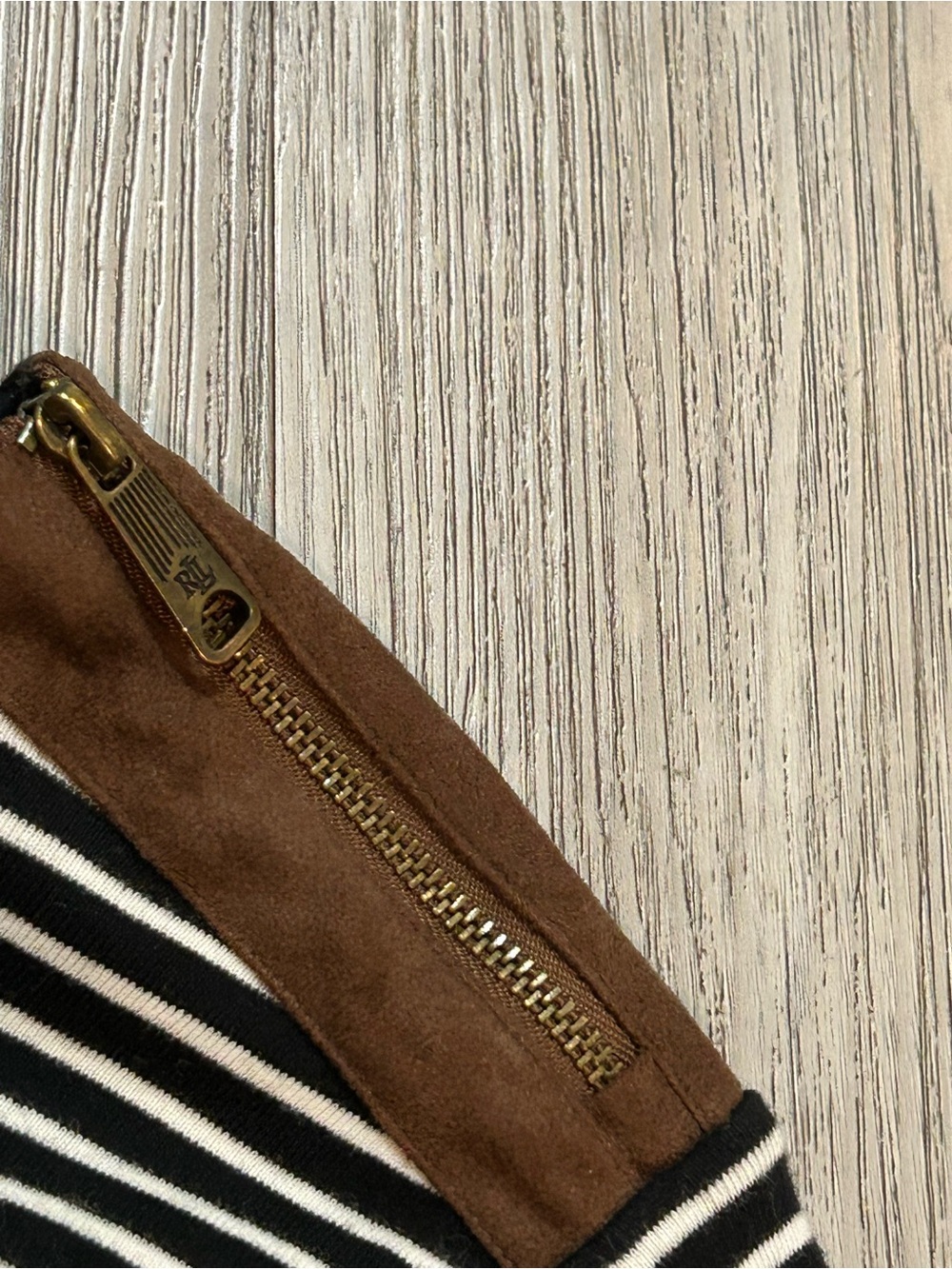 Lauren Ralph Lauren Striped Crewneck with Brown Elbow Patches - Picture 8 of 10